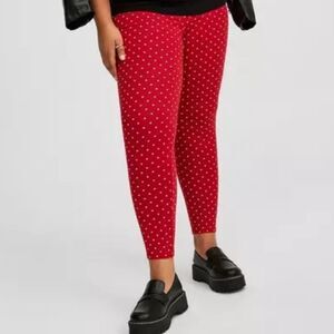 Torrid Red and White Polka Dot full leggings - New
